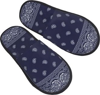Generic Women Men Slippers Southwestern Bandana Pai-Sley House Slippers Fluffy House Shoes Washable Bedroom Slippers For Travel Guest Indoor L