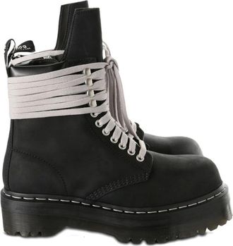 Dr. Martens Lace-up Boots, female, Black, Size: 9 US Quad Sole Steel Toe Boot