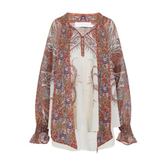 Zimmermann Blouses, female, Brown, Size: S Multicolour Stylish Shirt Aw25