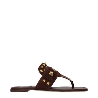 Valentino Garavani Damess Slippers Su&egrave;de Bruin/Donker Chocolade