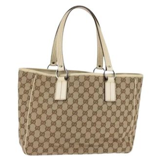 Gucci Pre-owned Tote Bags, female, Beige, Size: ONE SIZE Pre-owned Vintage Canvas Tote Bag