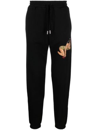Roberto Cavalli printed cotton track pants - Black