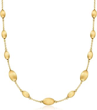 Ross-Simons Italian 18kt Gold Over Sterling Oval Bead Station Necklace