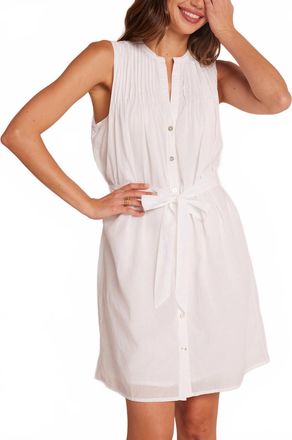 Bella Dahl Sleeveless Pintuck Shirt Dress In White