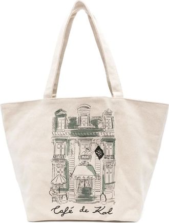 Karl Lagerfeld Omkeerbare canvas shopper - Beige