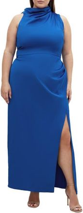 City Chic Modern Love Pleated Sleeveless Maxi Dress in Blue at Nordstrom, Size Xs