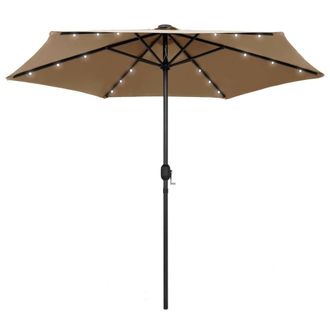 Berkfield Home Parasol with LED Lights & Aluminium Pole 270 cm Taupe in Grey