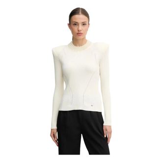 Gaud&igrave; Truien & Vesten, Dames, Beige, M, Leer, Round-neck Truien