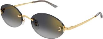 Cartier Zonnebrillen - Dames - Zonnebrillen - Geel - 55 MM - Nylon - Accessoires