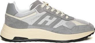 Hogan Sneakers, male, Gray, Size: 7 US Gray Sneakers Hyperlight Leather Mesh