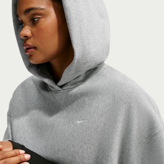 Nike Womens Studio Fleece Heavyweight Oversized Pullover Hoodie in Grey | IO2105-063