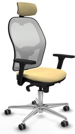 Piqueras y Crespo Piqueras Y Crespo - Jorquera Sincro Malla Blanca Similpiel Crema Brazos 3d Base Aluminio Cabecero 2d Ruedas 65mm Engomada