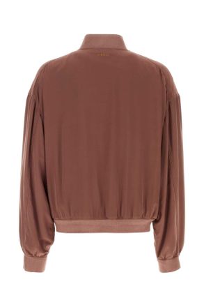 Versace Mens Antiqued Pink Silk Bomber Jacket Lightaubergine Giubbini