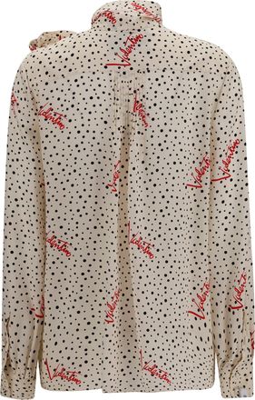 Valentino Womens Shirt Bow-Neck Silk Vanilla-Black-Paris Vanilla/black/paris
