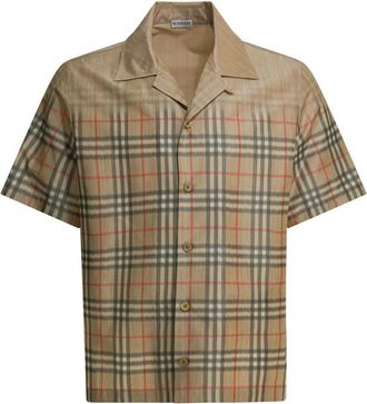 Burberry Heren Overhemden Kleding Ss 26 - Heren - Korte mouwen Overhemden - Beige - S - Polyester - Overhemden