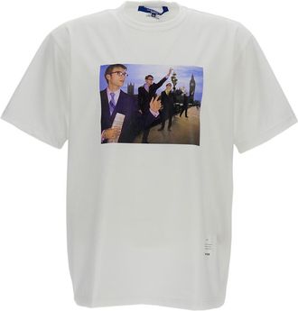 Junya Watanabe White Printed Crew-Neck Cotton T-Shirt