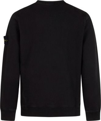 Stone Island Mens Crewneck Sweatshirt Black Cotton Sweatshirts Sweater