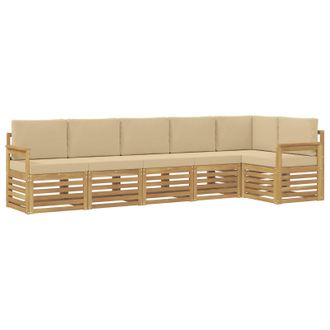 vidaXL Conjunto De Sof&aacute;s De Exterior 6 Pcs Y Beige 306 X 128,5 X 73 Cm Vidaxl