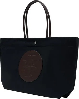 Tory Burch Womens Ella Twist Tote Black Calfskin