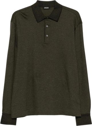 Ermenegildo Zegna Polo de algod&oacute;n de manga larga - Tops - Hombre - Verde - L