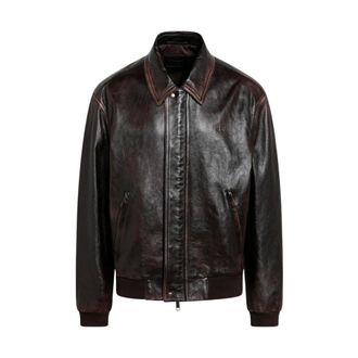 Prada Heren, Jassen, Bruin, Maat: XL Leer