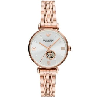 Emporio Armani Ar 60023 Gianni T-Bar Automatic Ladies Watch - Dames - Horloges - Roze - ONE Size - Accessoires