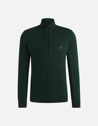 HUGO BOSS Mens Boss Kanobix S Quarter Zip Knitted Sweater - Green - Size: 42