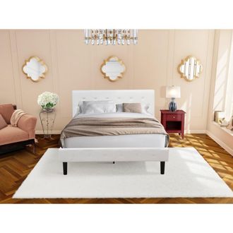 East West Furniture NL19Q-1GA13 2 Piece Queen Bedroom Set - 1 Wooden Bed White Velvet Fabric Headboard and 1 Night Stand - Burdy Finish Nightstand