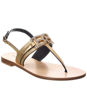 Bally Logo Positano Leather Flat Sandal