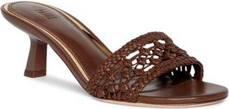 Paige Fallyn Woven Kitten Heel Slide Sandal in Mahogany at Nordstrom, Size 10.5