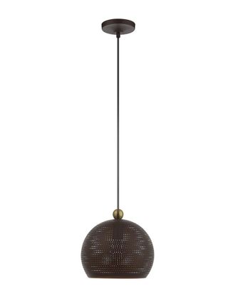 Livex Lighting 1-Light Bronze With Antique Brass Accents Pendant