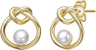 Rachel Glauber 14K Plated 5Mm Pearl Knot Earrings