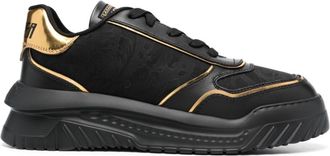 Versace Odissea chunky leather sneakers - men - Calf Leather/Fabric/Fabric/Rubber/Calf Leather - 43 - Black