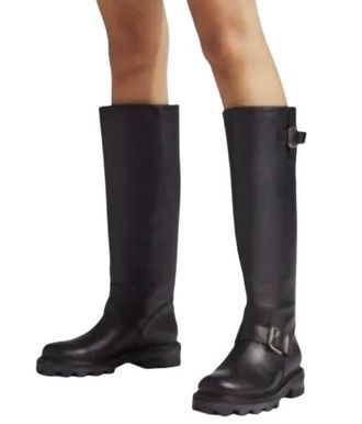 Jimmy Choo London Tall Black Leather Biker lI Boots Size 42