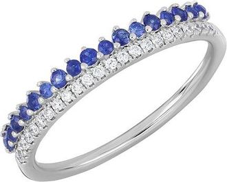 Bony Levy El Mar 18K 0.37 Ct. Tw. Diamond & 17 Sapphire Stackable Ring
