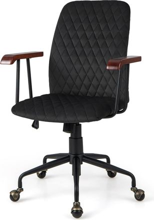 Costway Costway Silla Giratoria De Ocio De Terciopelo, Silla De Oficina Ajustable De Altura 89,5-97,5 Cm, Silla De Ordenador Vintage De Respaldo Medio, Reposa