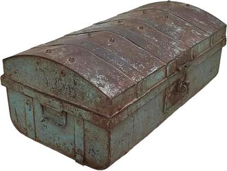 Wanderlust Deco Maleta De Metal Acabado Artesanal Azul 67x37x25h Cm