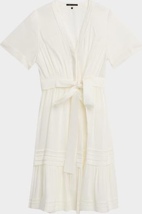 Kobi Halperin Miranda Pintuck Tiered Linen-Silk Midi Dress