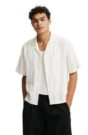 Cotton On Mens Box Fit Short Sleeve Shirt in White Dobby Check at Nordstrom, Size Xx-Large