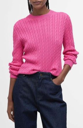 Barbour Hartland Cotton Cable Crewneck Sweater in Rose Pink at Nordstrom Rack, Size 10 Us / 14 Uk