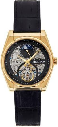 Heritor Daxton Skeleton Watch in Black/gold at Nordstrom