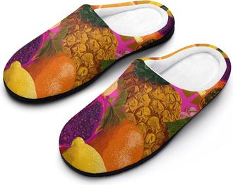 Generic Tropical Fruits Pineapple Banana Slippers Men Winter Warm Cotton Anti-Slip Indoor Slip-Ons House Shoes