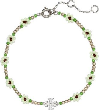 Tory Burch Curiosity Faux Pearl Flower Bracelet in Mint at Nordstrom