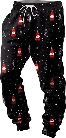 Generic Christmas Santa Claus Sweatpants Mens Fleece Lined Jogger Pants Sweatpants Christmas Festival Casual Fun Print Pocket Drawstring (Red, XXXXXXL)