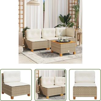 vidaXL Divano senza braccioli - Divano Giardino Senza Braccioli con Cuscini Beige in Polyrattan