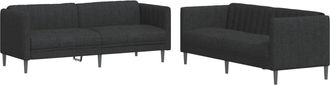 vidaXL Juego De Sof&aacute;s 2 Piezas Tela Negro Vidaxl