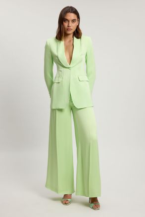Karen Millen Womens Satin Viscose Tailored Kick Flare Trouser - Mint - Size 18 UK