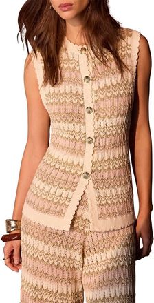 Mint Velvet Striped Knit Waistcoat in Neutral at Nordstrom, Size Medium