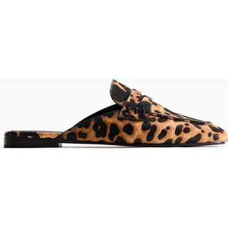 H&M Leather Loafer Mules in Beige/leopard Print at Nordstrom, Size 10