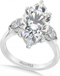 Allurez Marquise Lab Diamond Engagement Ring 14K White Gold (5.00ct)